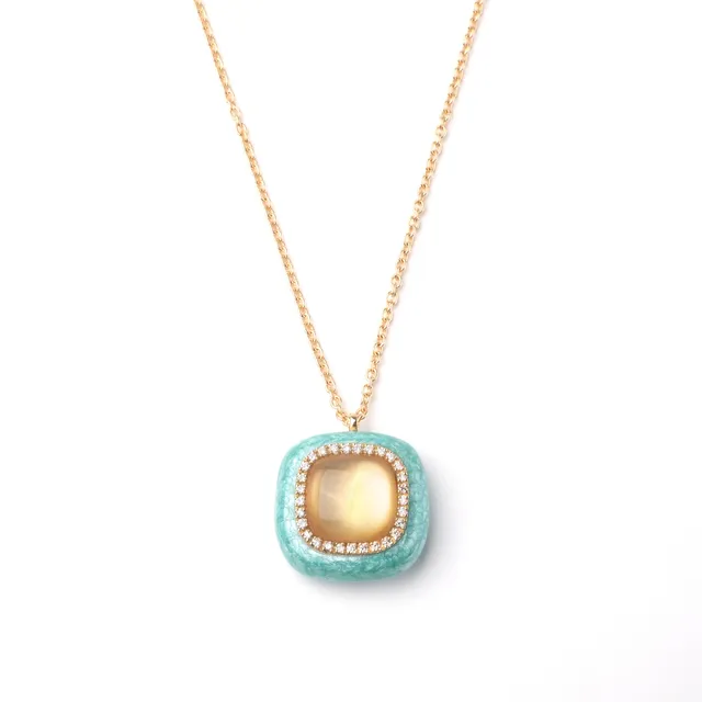 Noi Gioielli Firenze 1873 Mistica collana oro citrino smalto verde
