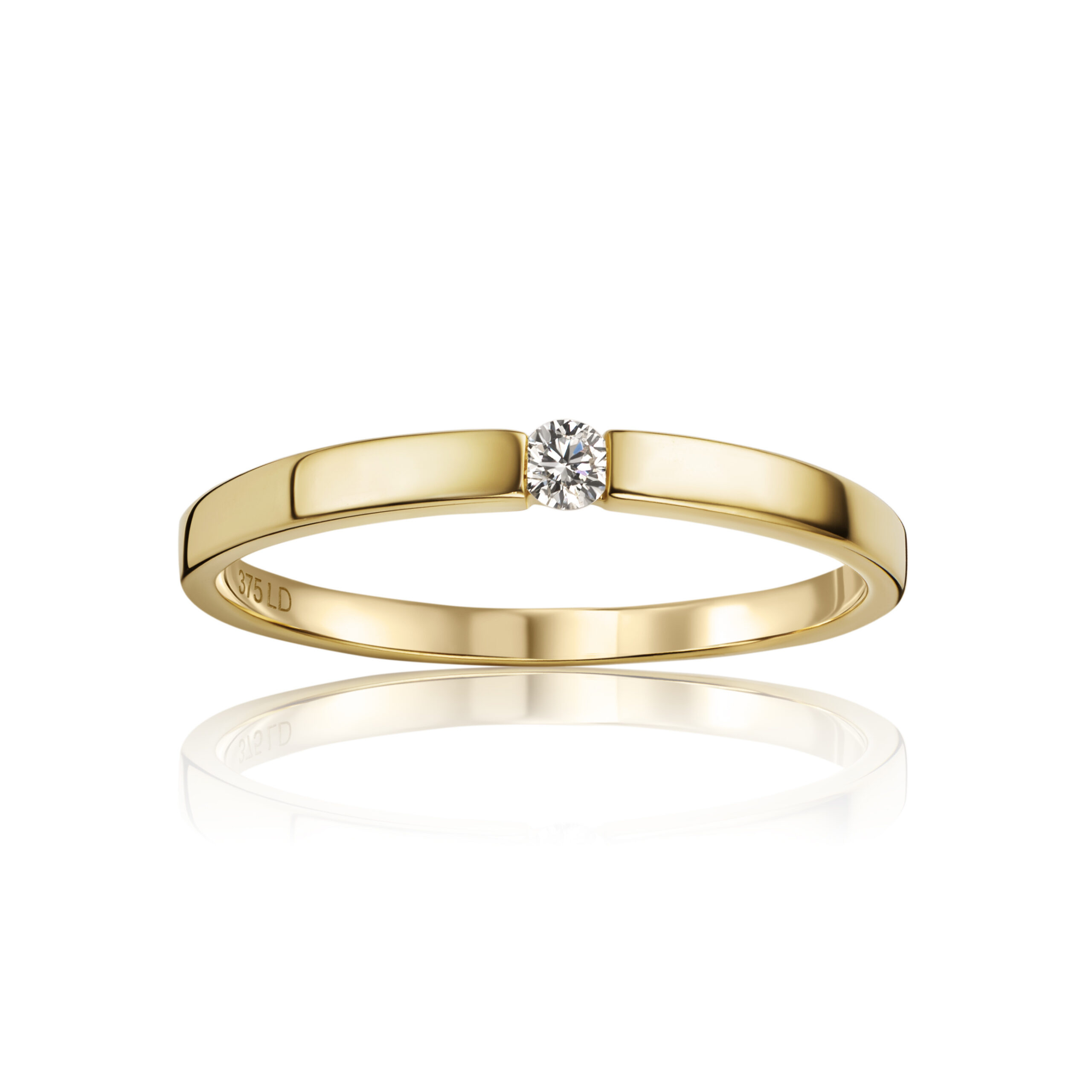 Miore Anello Oro Giallo 9Kt 375 Donna Senza Pietre