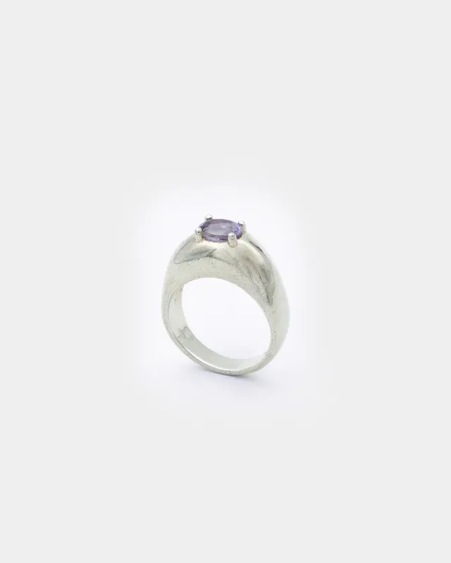 Voodoo Jewels Bold Shapes Vega Anello Argento Ametista Ovale
