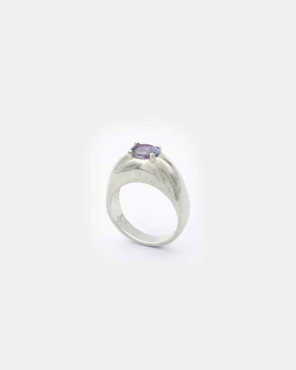 Voodoo Jewels Bold Shapes Vega Anello Argento Ametista Ovale