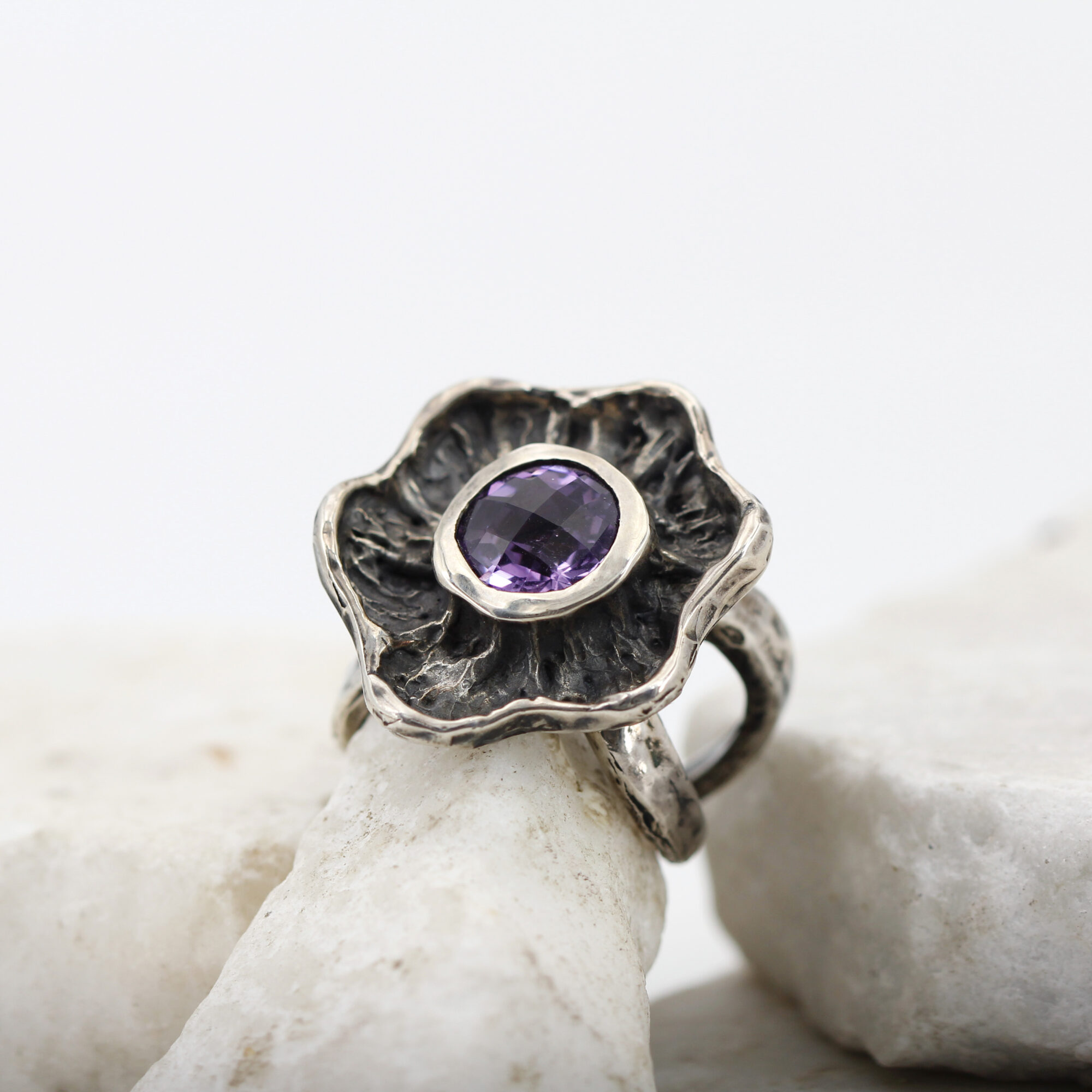 Anna Gioielli Winter Flower anello argento ametista 28 mm
