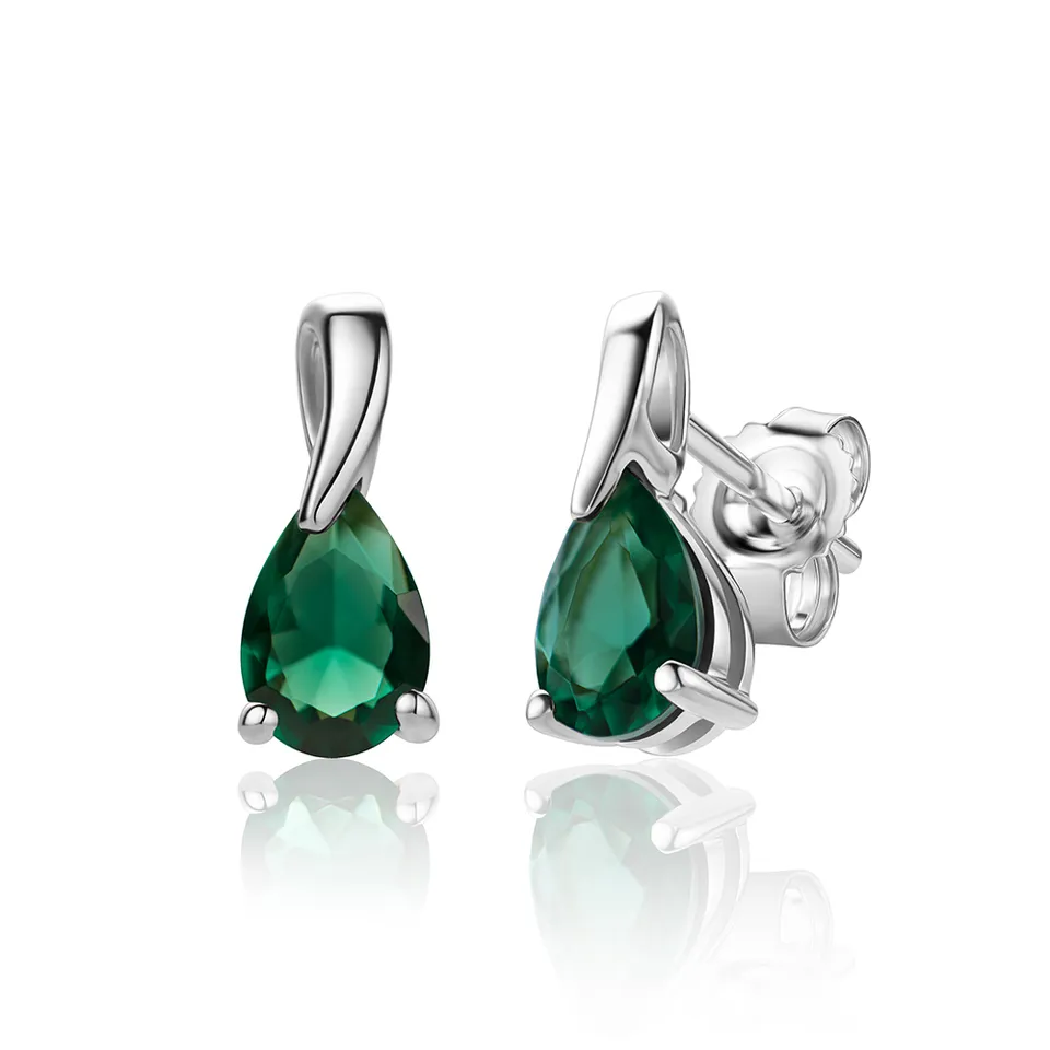 Miore Earrings orecchini oro bianco 9KT smeraldo
