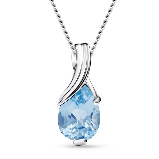 Miore Collana Oro Bianco 9 Kt Topazio Blu