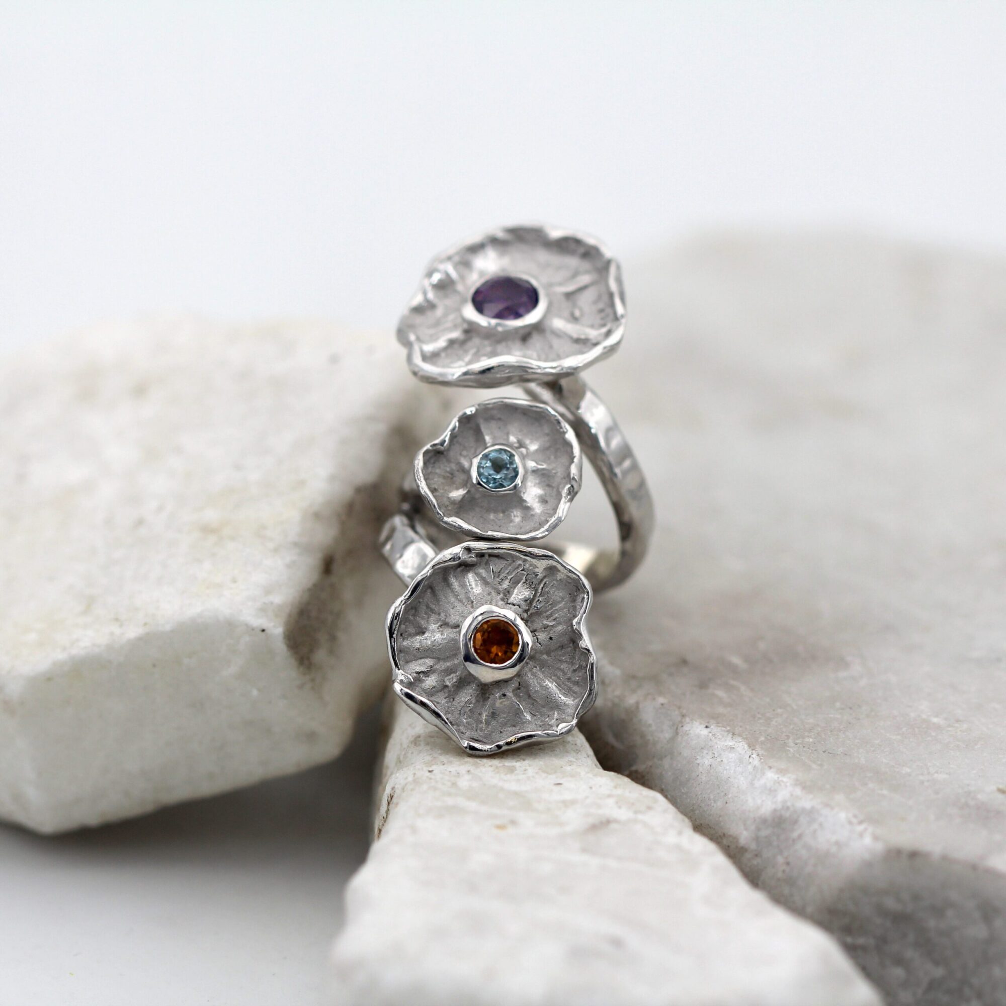 Anna Gioielli Winter Flower Anello Argento Tre Pietre 48 mm