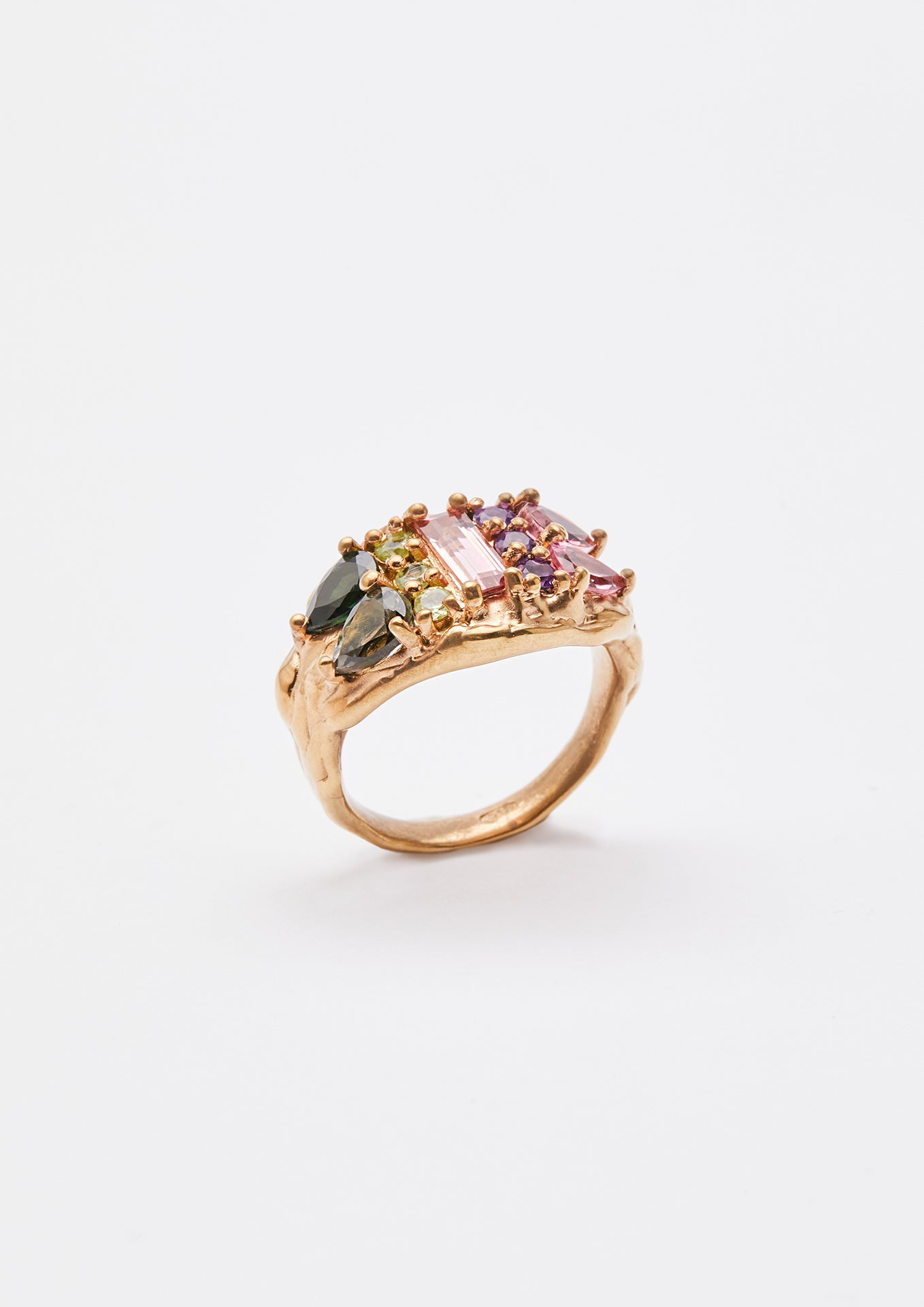 Voodoo Jewels Bold Shapes Aida Ring anello tormaline dorato