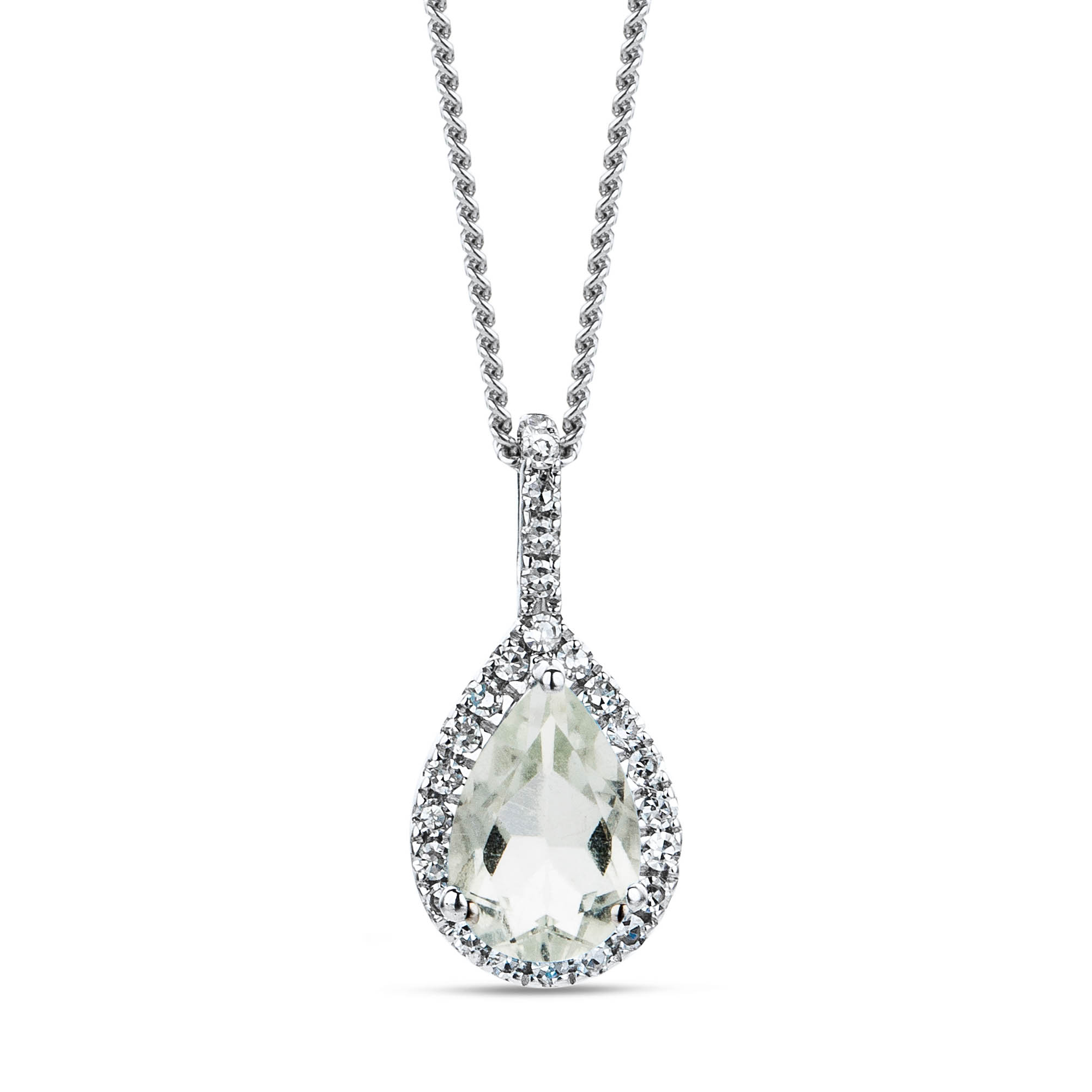 MIORE Collana oro bianco 9kt ametista verde