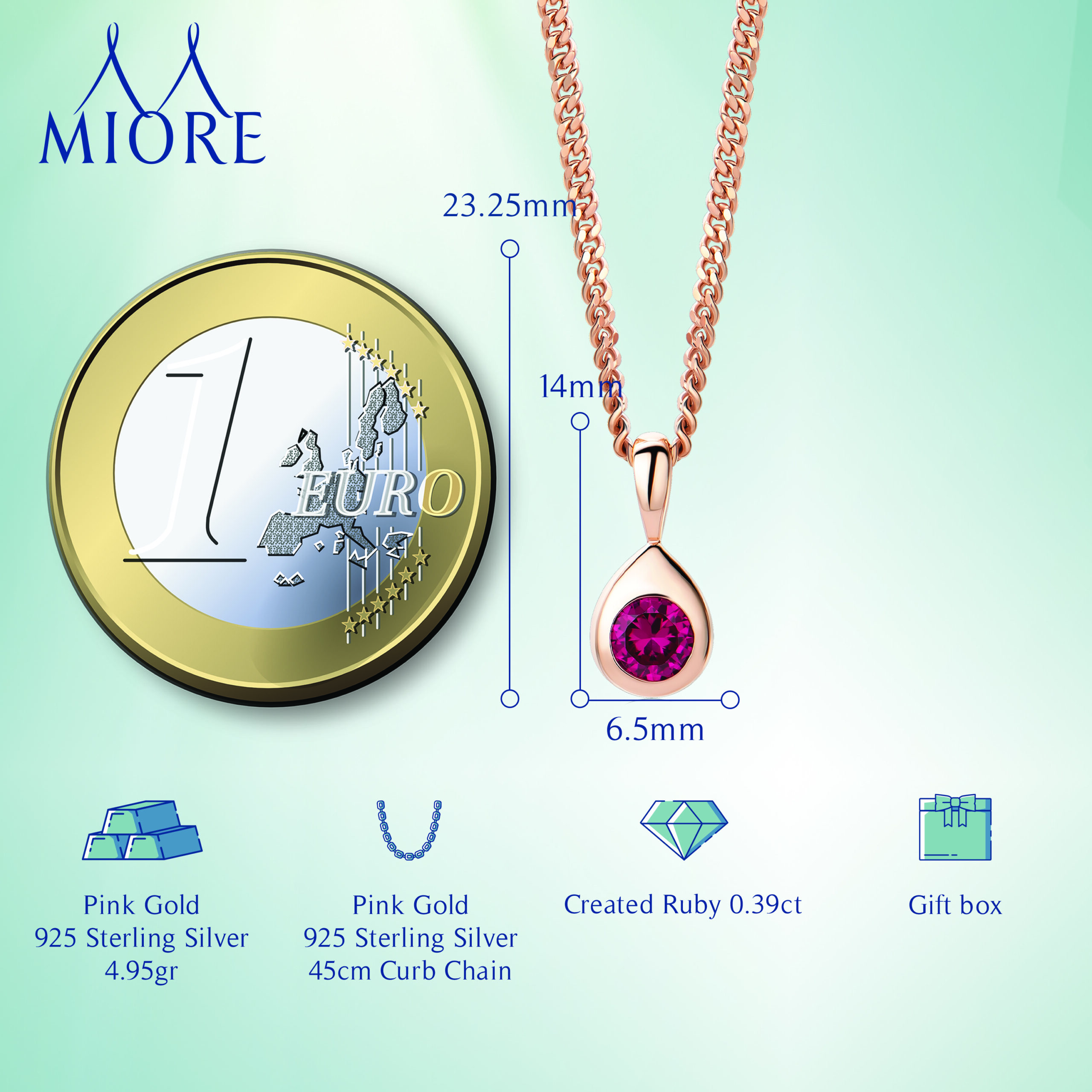 MIORE Necklace collana argento 925 rubino creato
