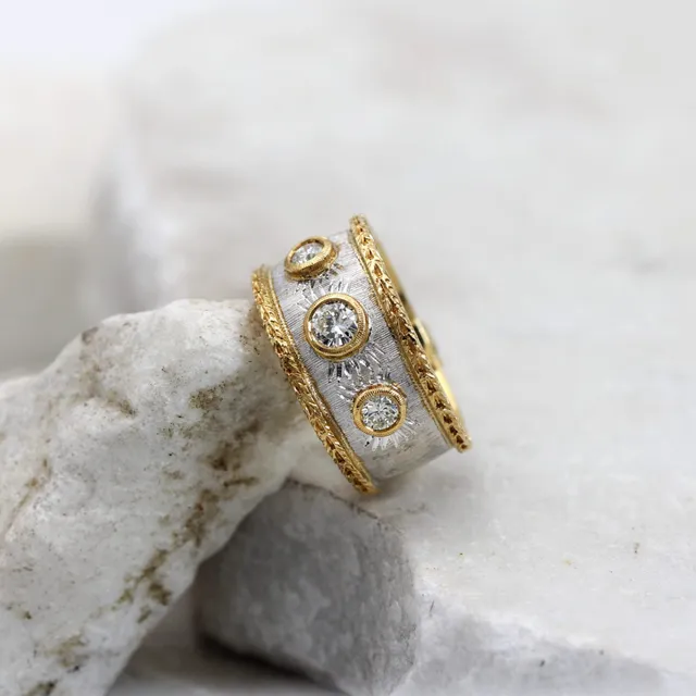 Anna Gioielli Classici anello bicolore oro 3 diamanti 0,50 ct