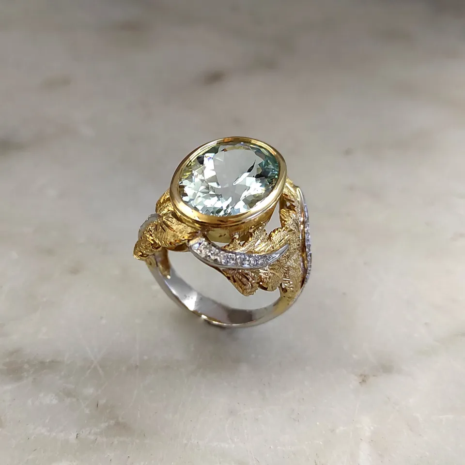 Anna Gioielli Stile Orafo Fiorentino anello oro acquamarina