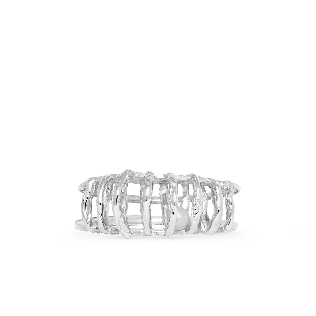 Giulia Iosco Cage Ring Silver Band anello fascia argento