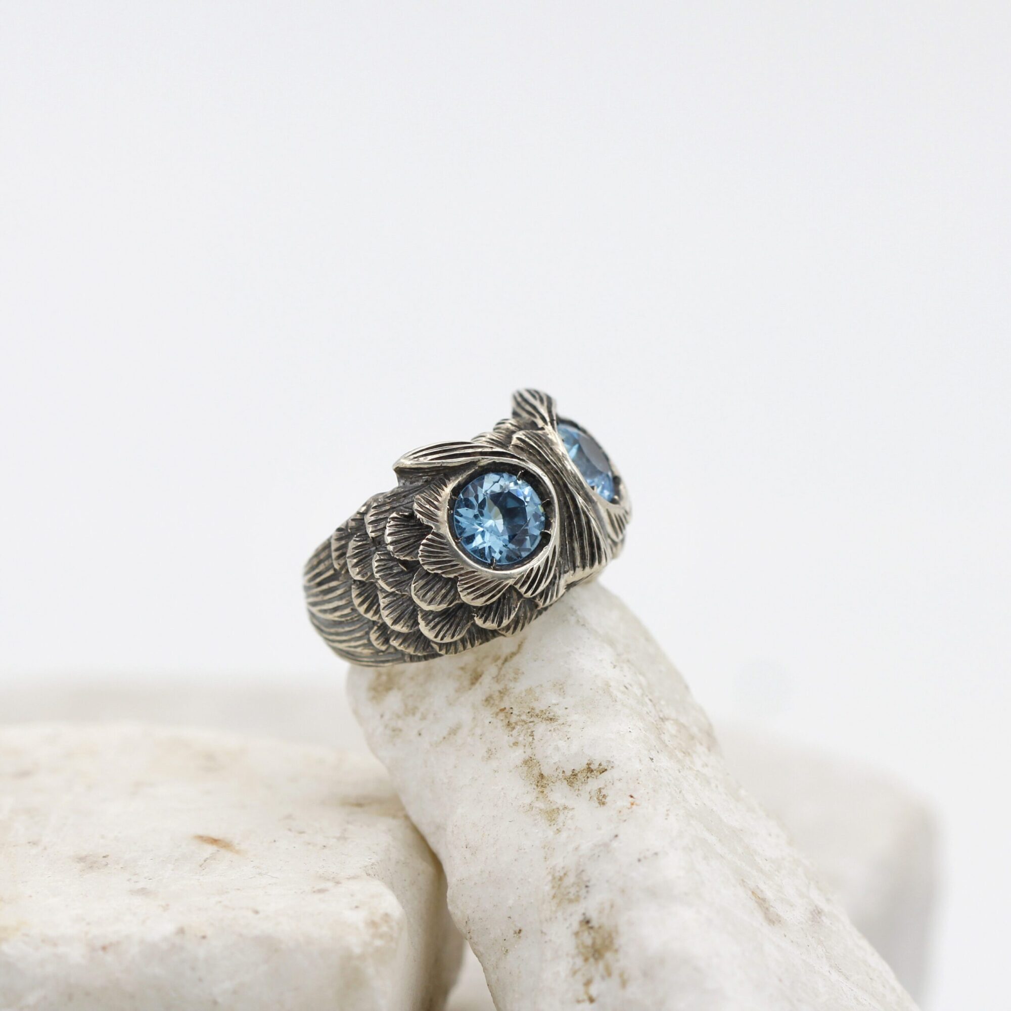 Anna Gioielli Anelli anello gufo argento topazio blu 12,2 g