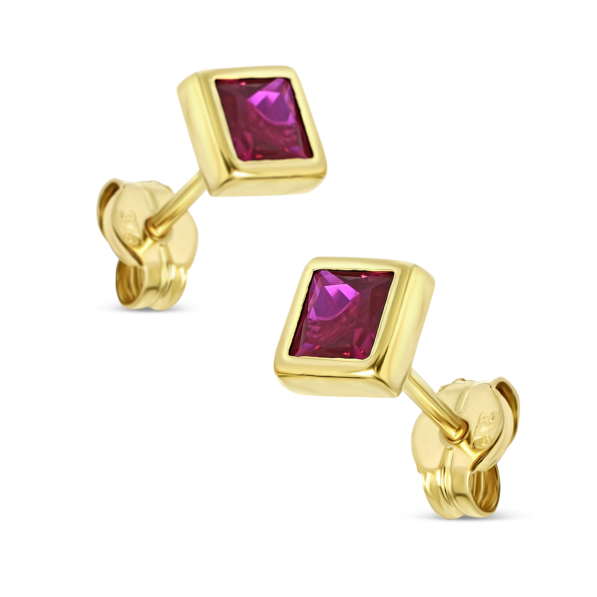 Miore Earrings Orecchini Oro Giallo Rubino 9Kt