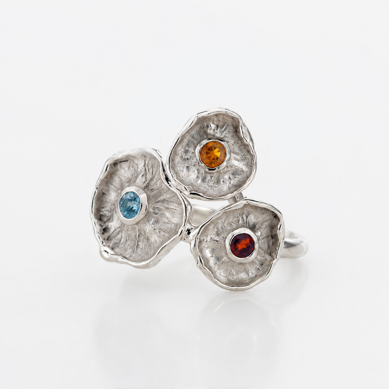 Anna Gioielli Winter Flower anello argento 925 tre fiori citrino