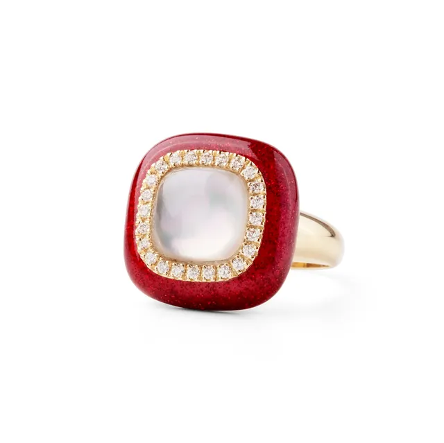 Noi Gioielli Firenze 1873 Mistica anello oro giallo smalto rosso