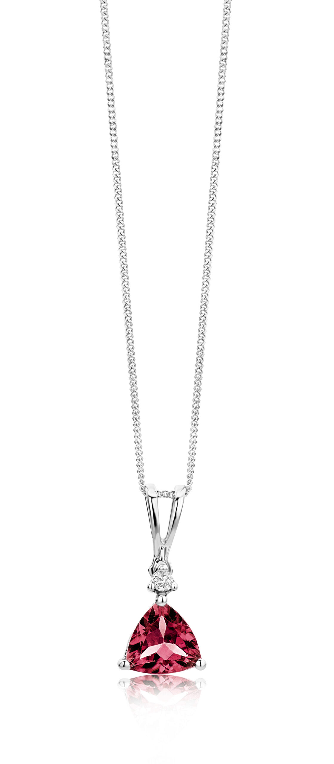 Miore Collana Oro Bianco 9Kt con Granato