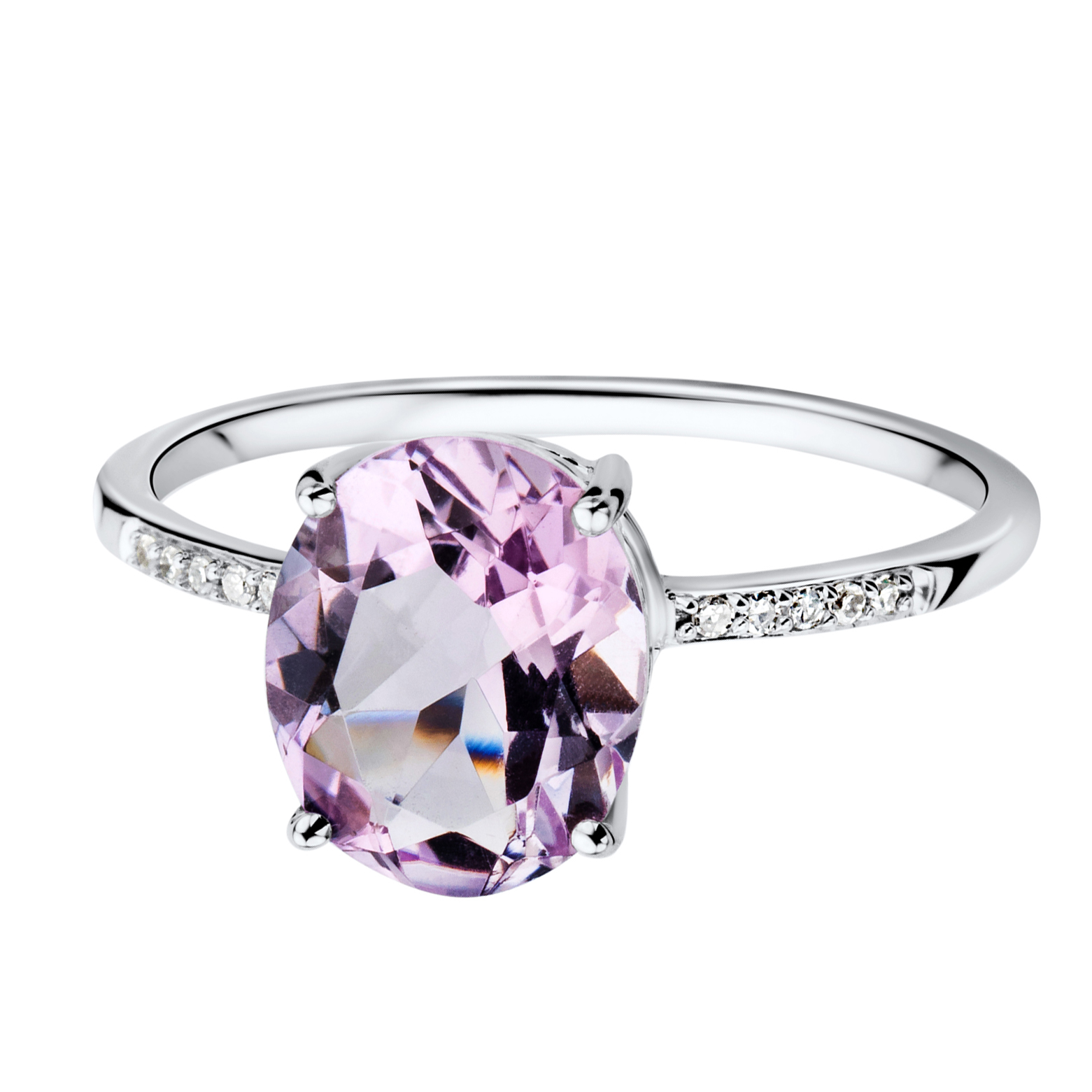 Miore anello oro bianco 9kt ametista rosa