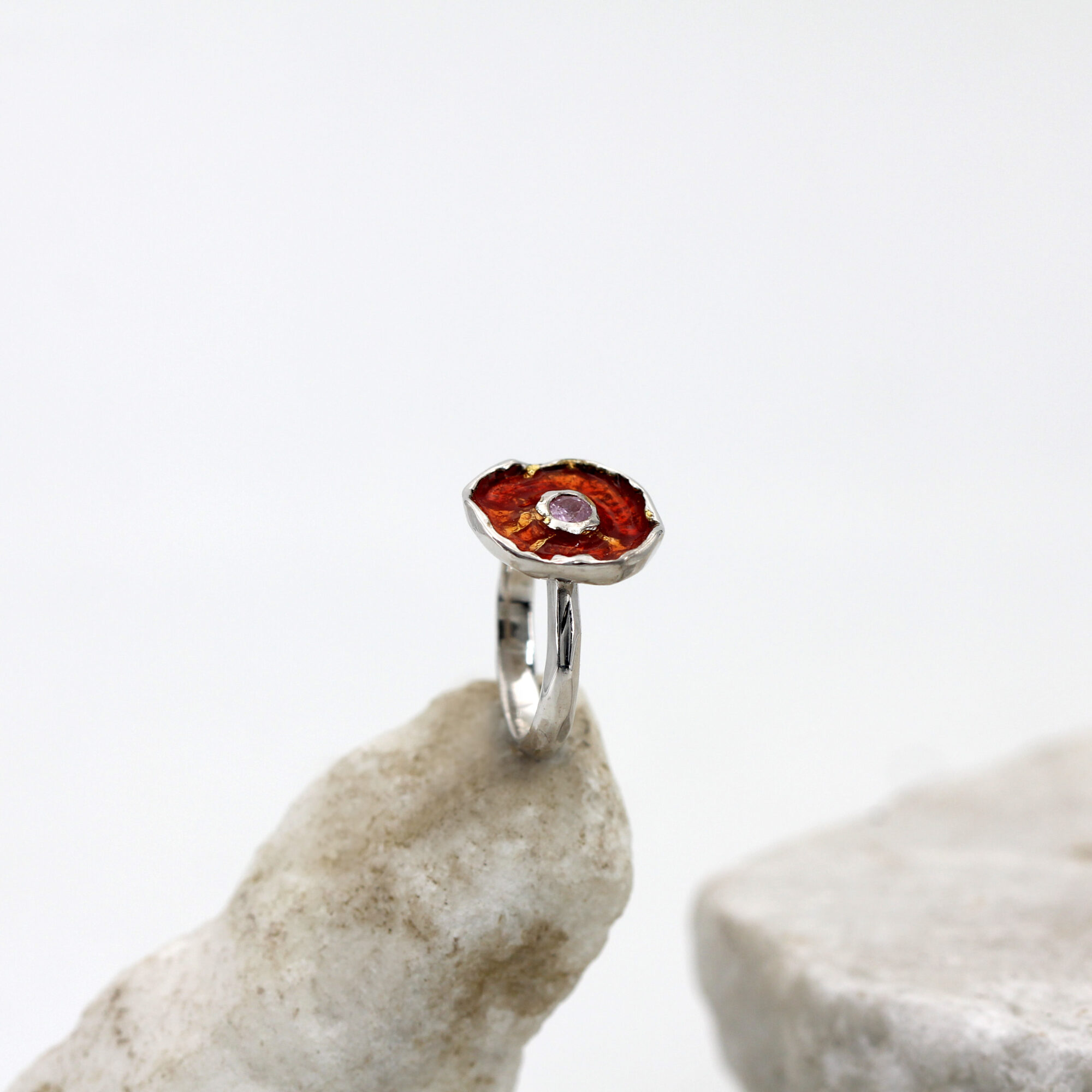Anna Gioielli Winter Flower Anello argento quarzo rosa 14 mm