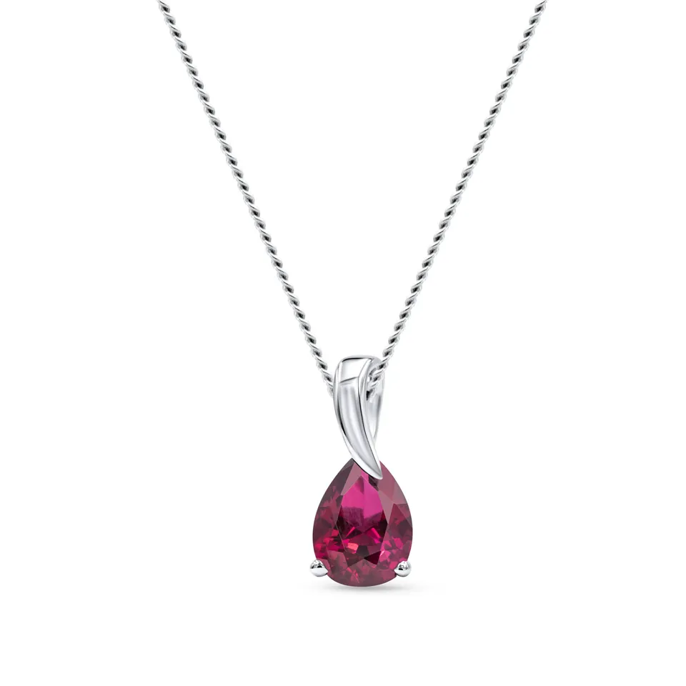 Miore Collana Oro Bianco 9Kt con Rubino Creato