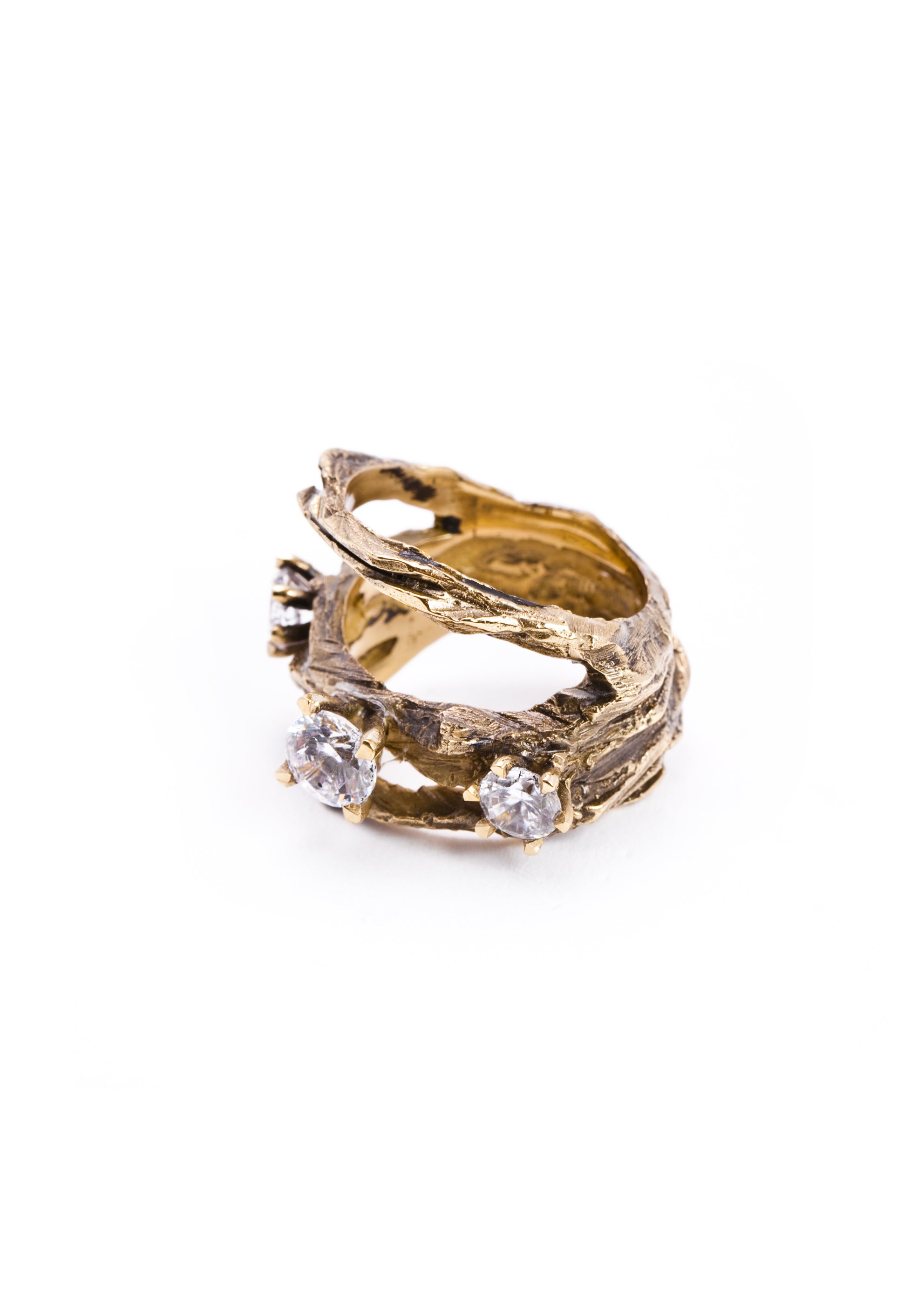 Voodoo Jewels Bold Shapes Karakum anello bronzo oro zirconi