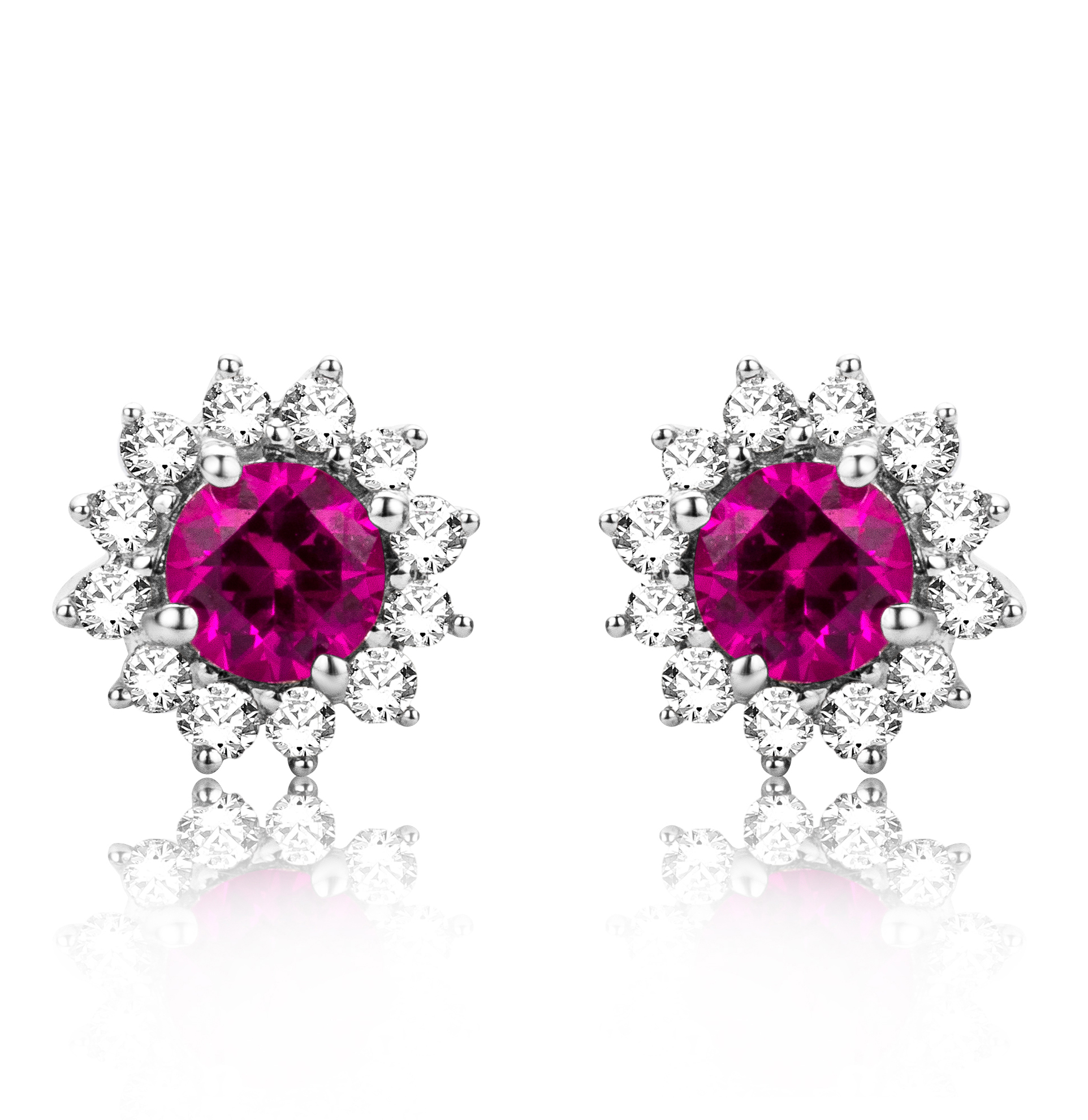 Miore Earrings 9KT Orecchini Oro Bianco Rubino Creato