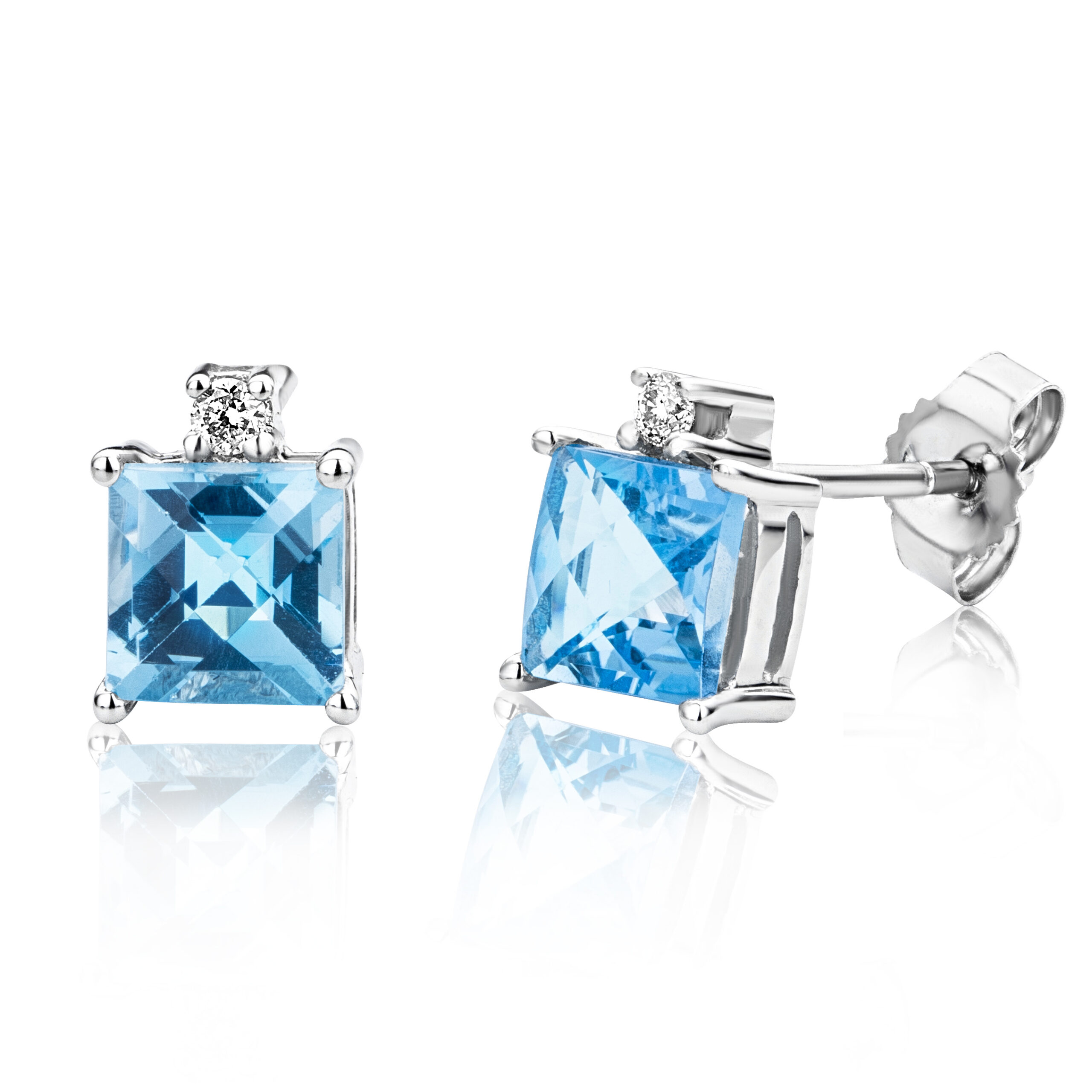 Miore Earrings Orecchini Oro Bianco Topazio Blu 9KT