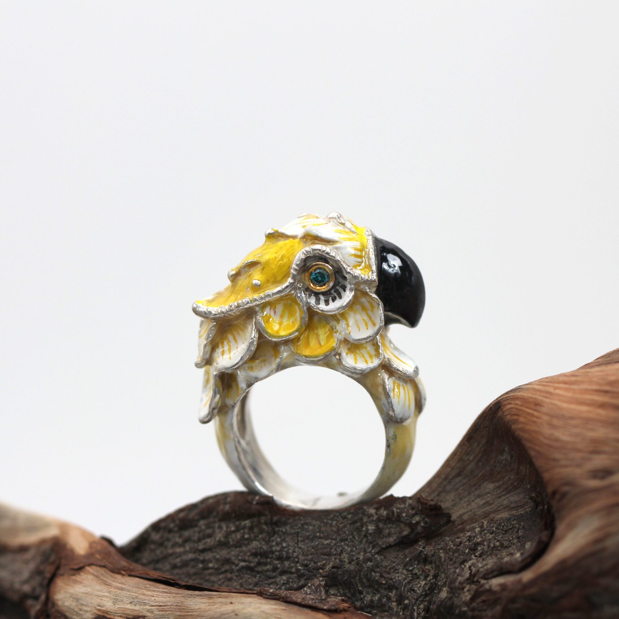 Anna Gioielli Jolly Jewels anello argento pappagallo smalto giallo