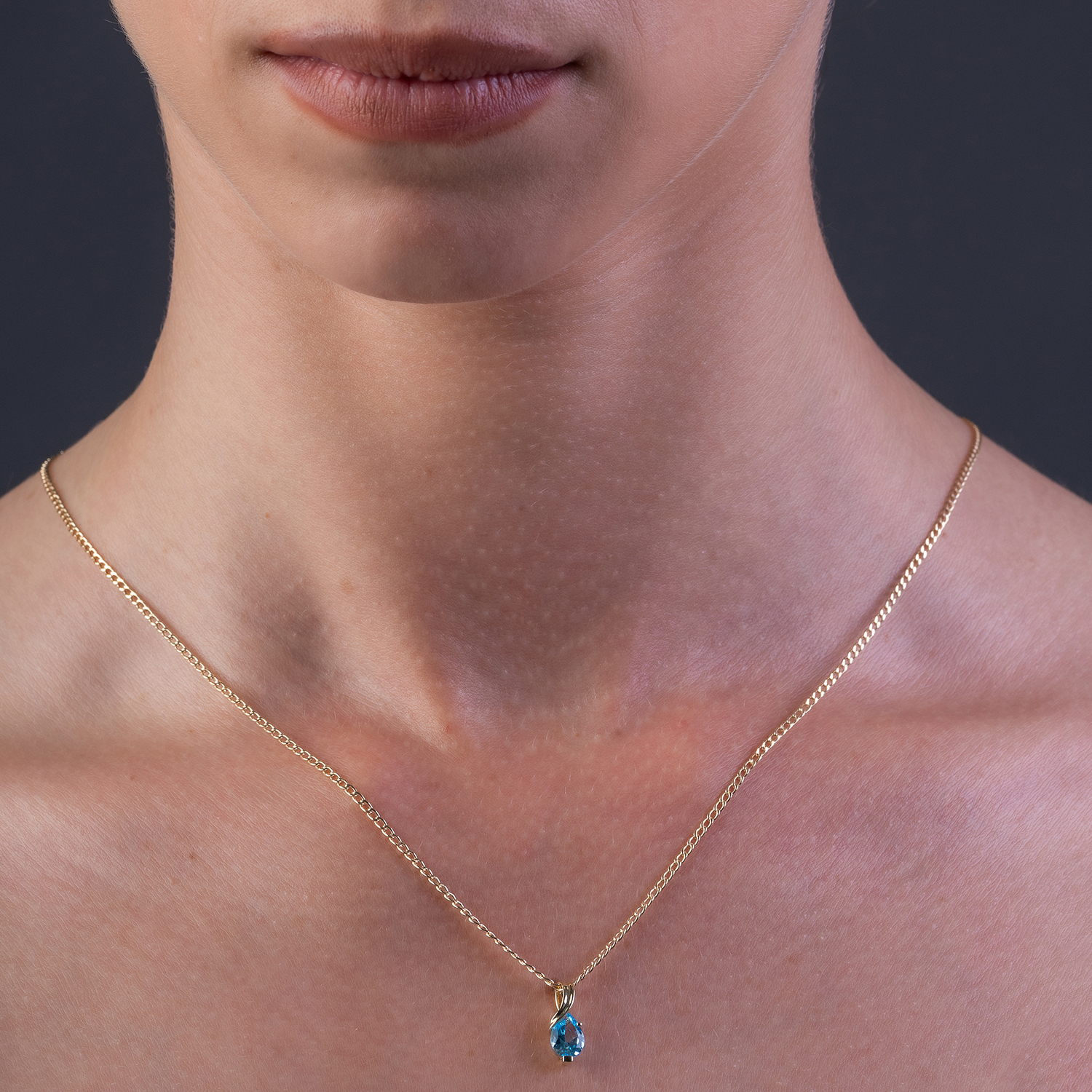 Miore Collana Oro Giallo 9KT Topazio Blu