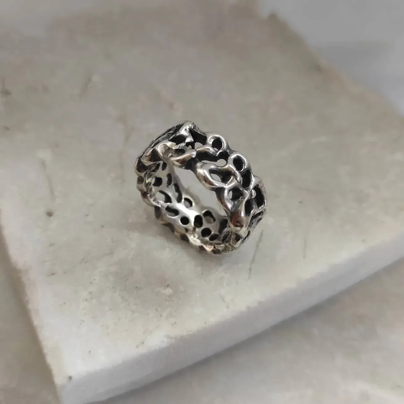 Anna Gioielli Marte Anello fascia argento 925 crateri 8,30 g