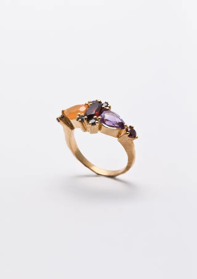 Voodoo Jewels Bold Shapes Kinari anello oro granato taglia M