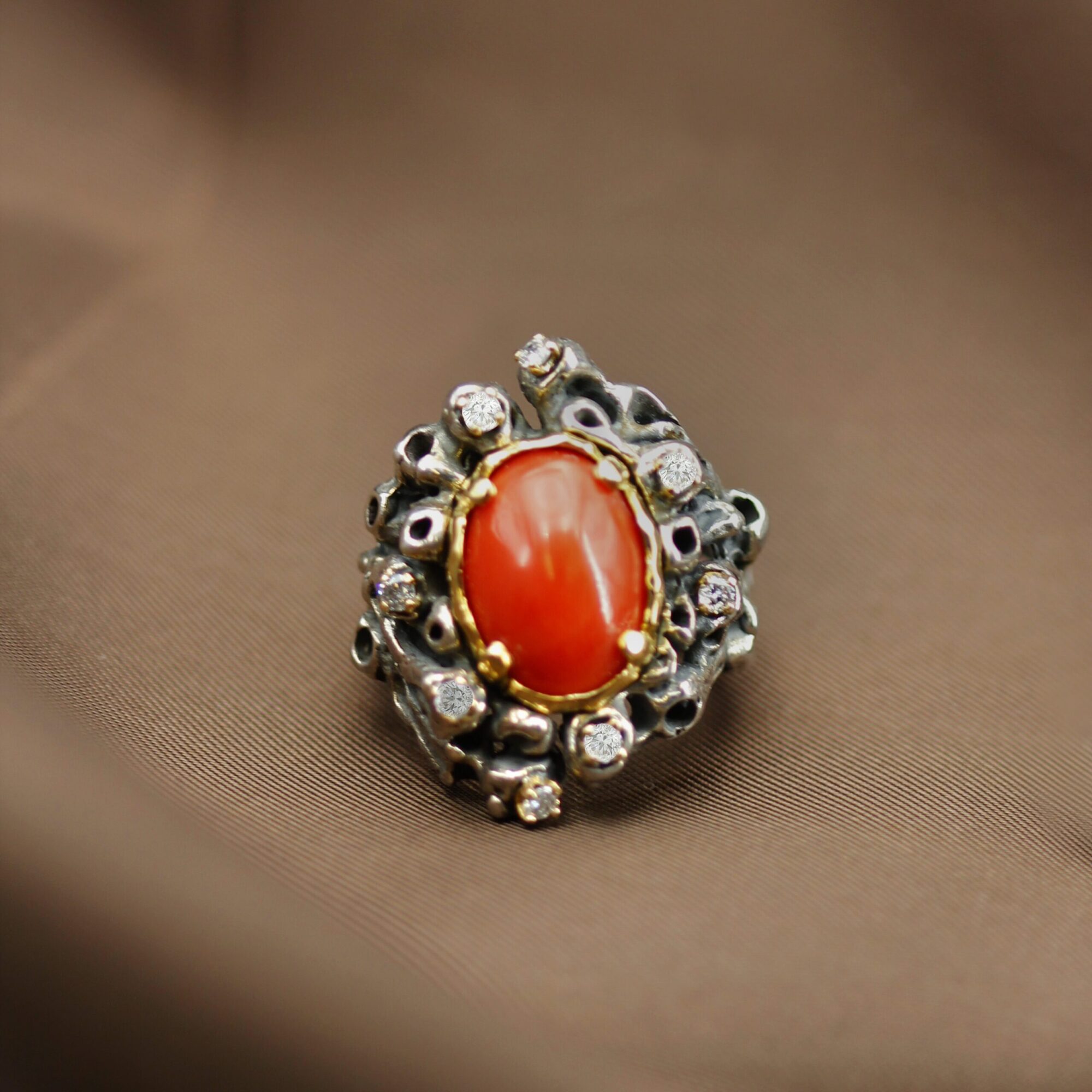 Anna Gioielli Marte Anello Argento Oro Corallo Diamanti