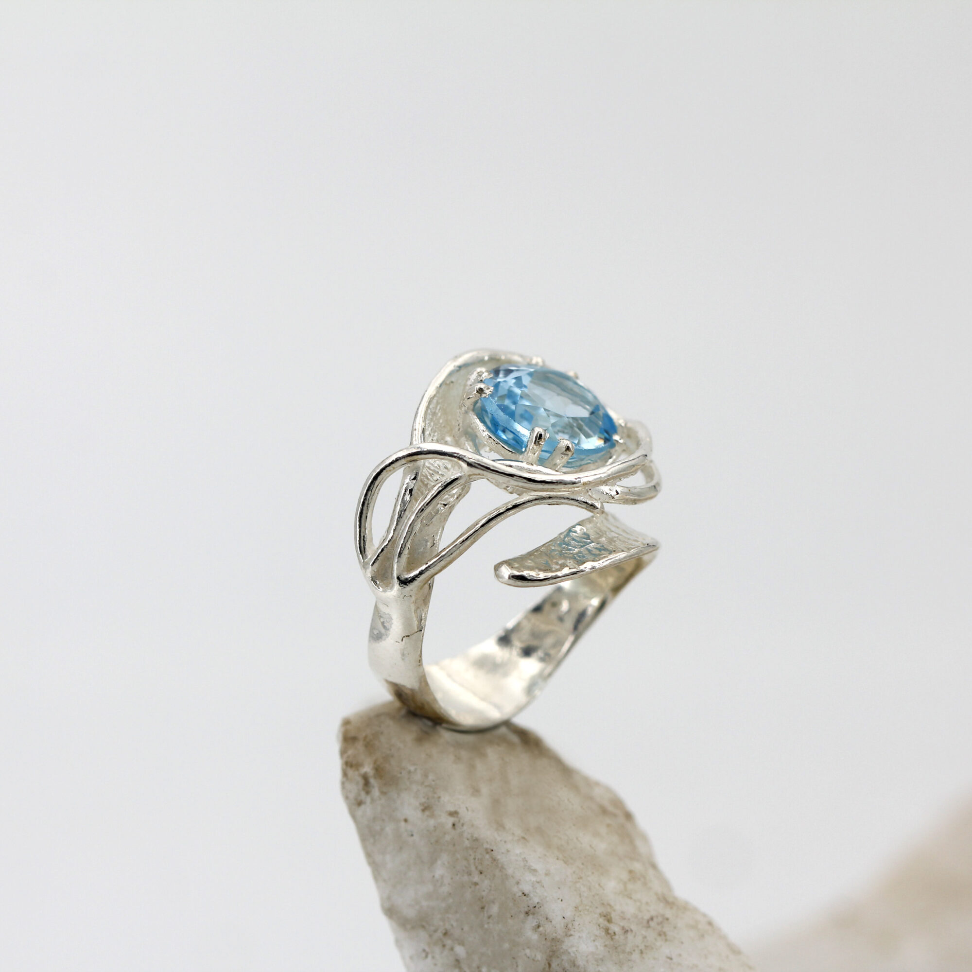 Anna Gioielli Anelli anello argento topazio blu 12x9 mm regolabile