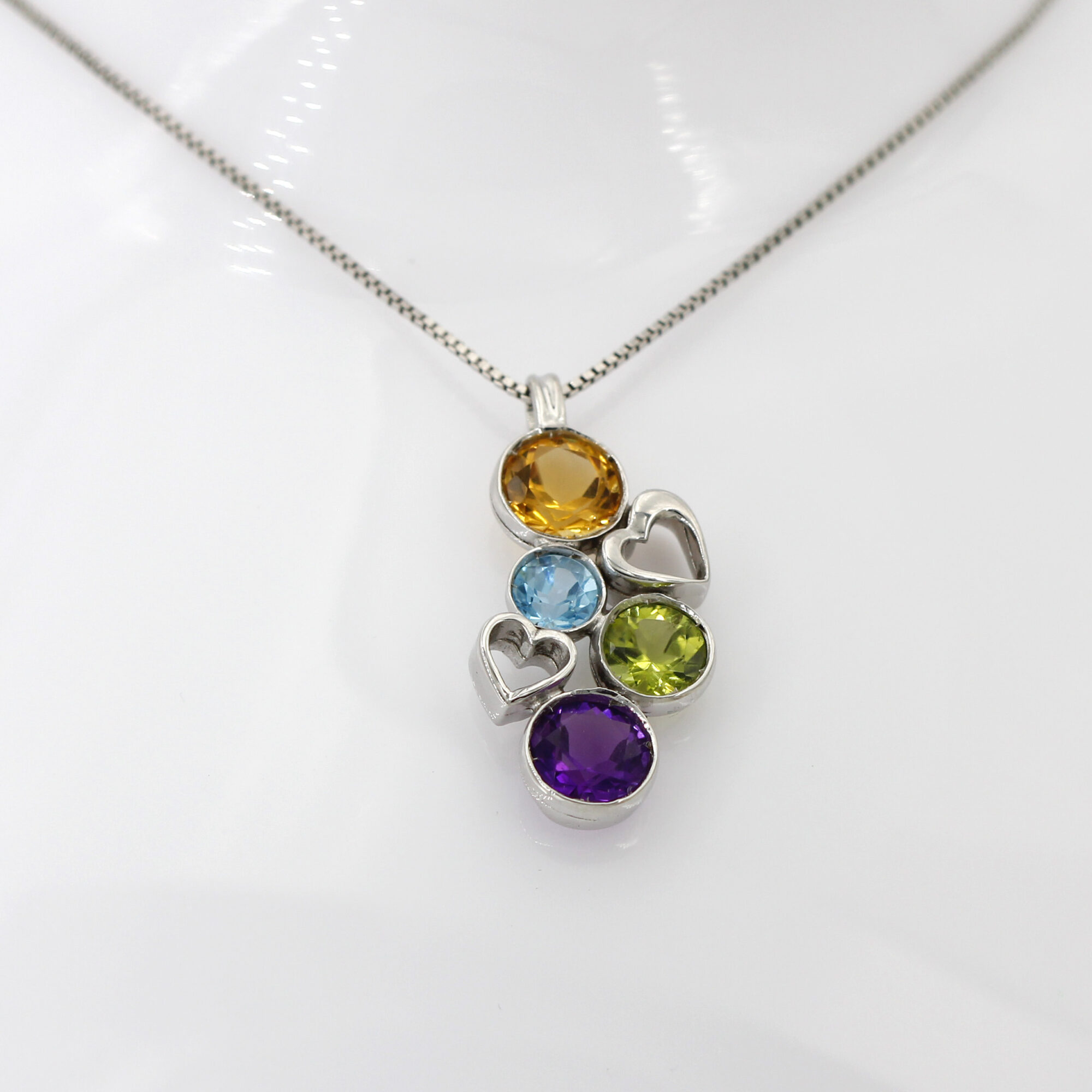Anna Gioielli Pendenti ciondolo argento cuori 4 pietre 30x15 mm