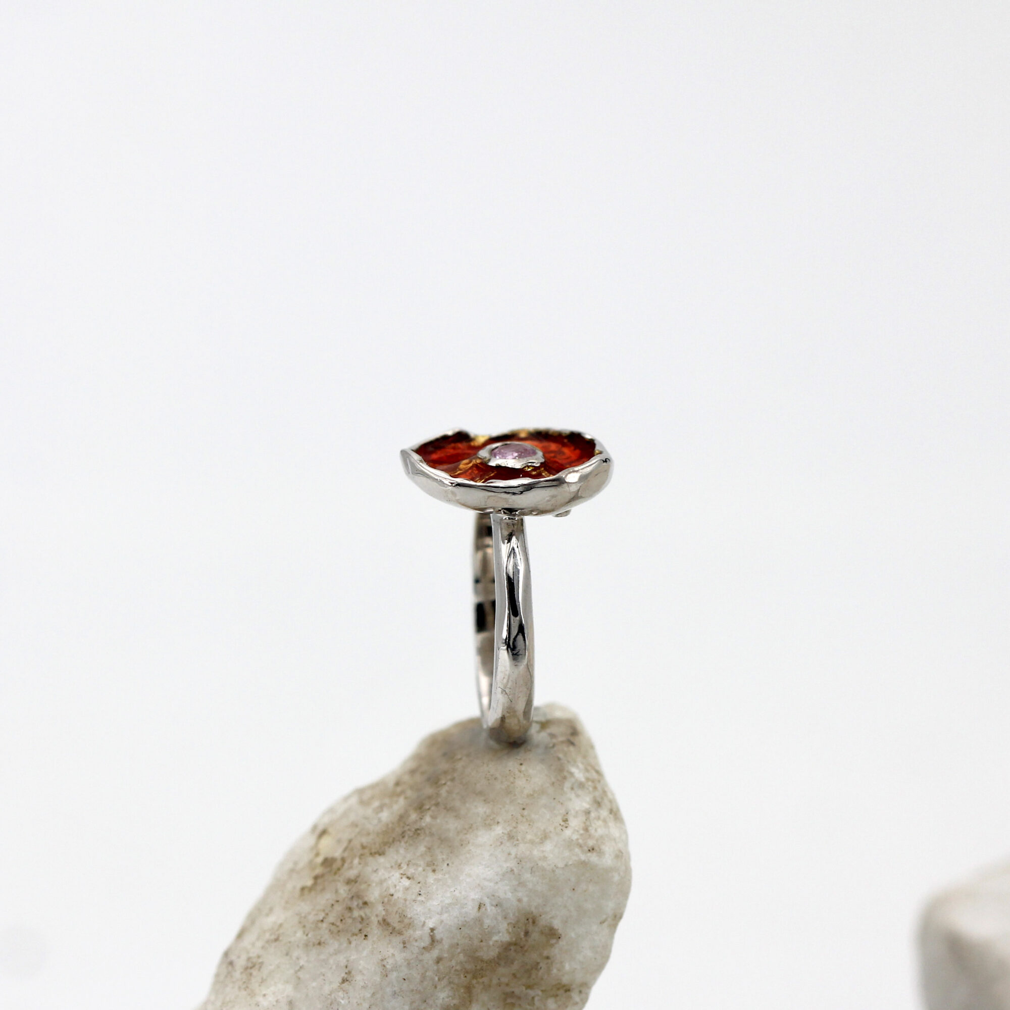 Anna Gioielli Winter Flower Anello argento quarzo rosa 14 mm