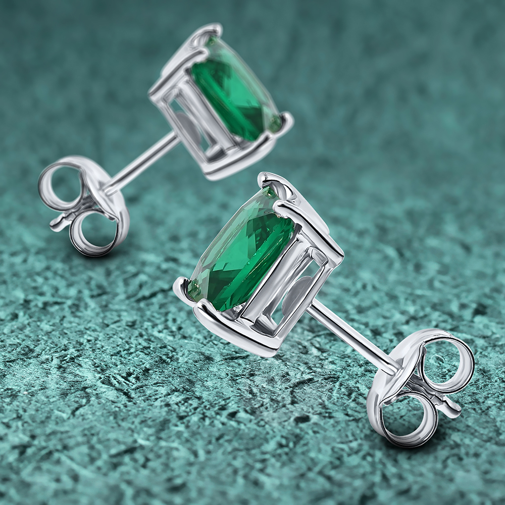 Miore Earrings Orecchini oro bianco 9kt smeraldo creato