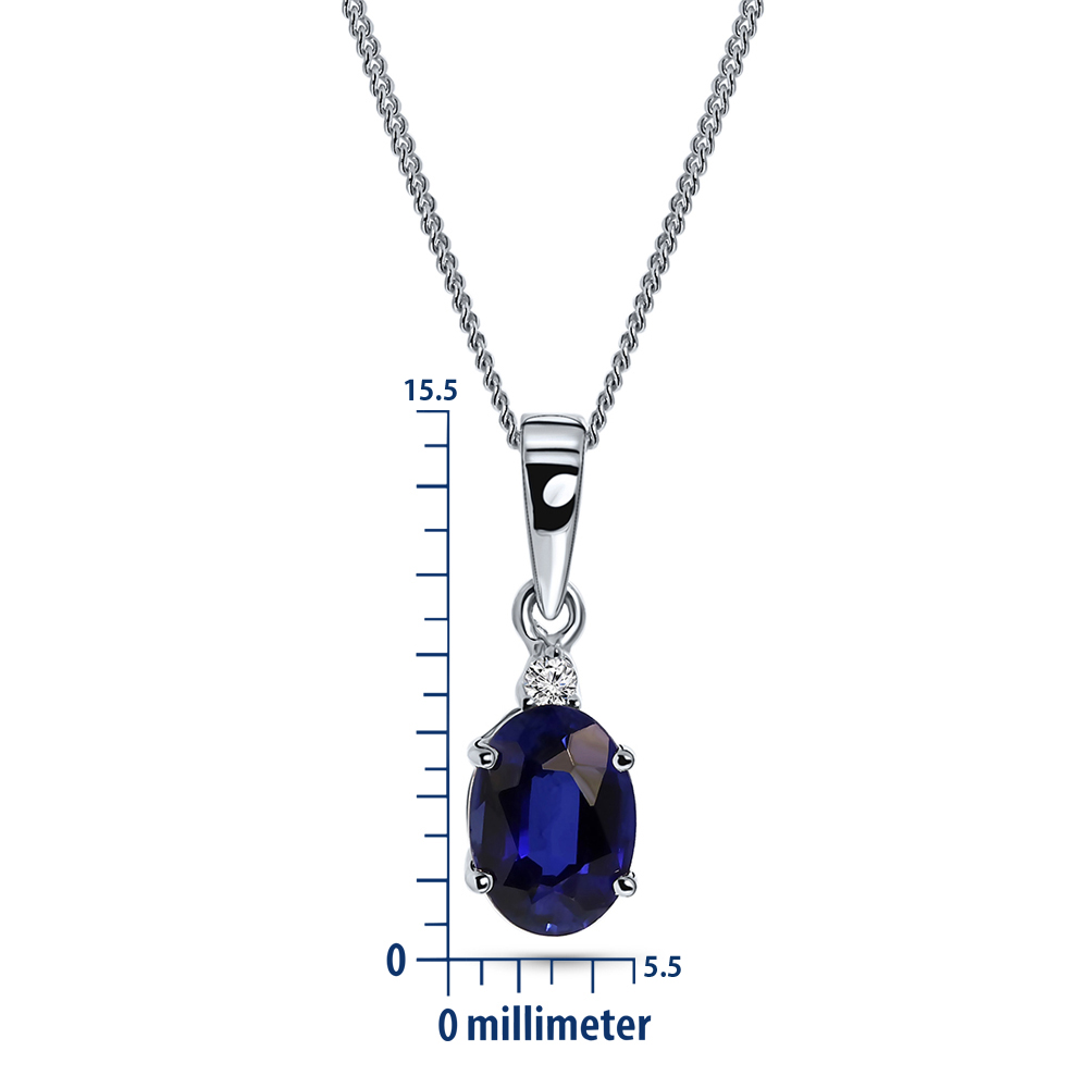 Miore Necklace Collana Oro Bianco 9Kt Zaffiro Blu
