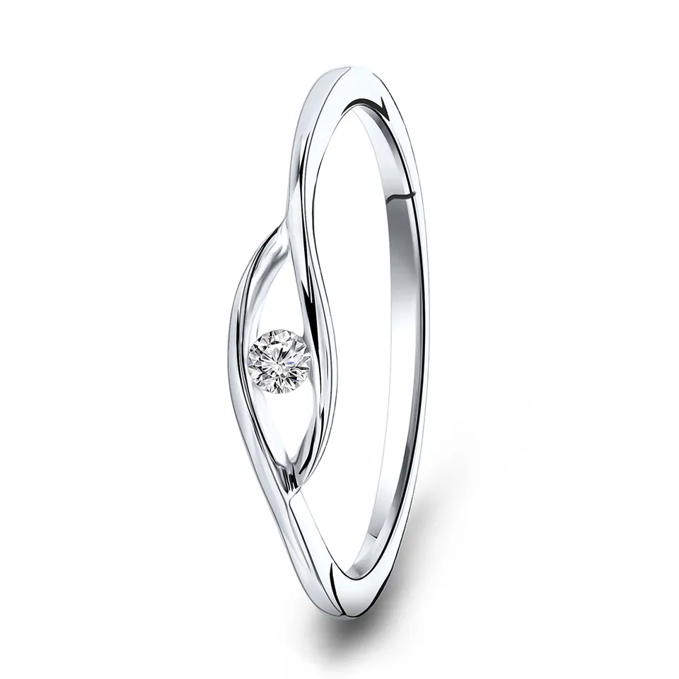 Miore Anello Oro Bianco 9Kt
