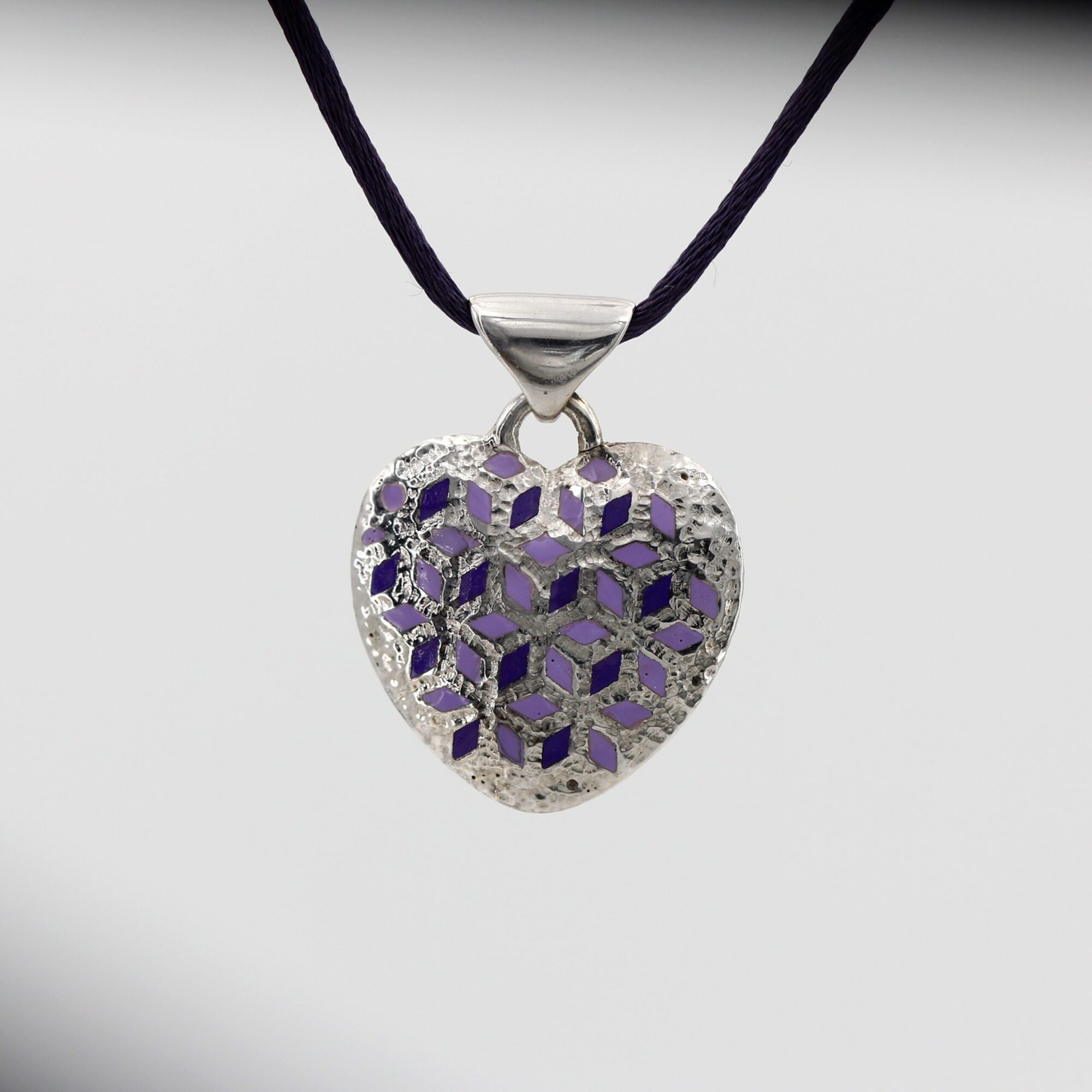 Anna Gioielli Pendenti Ciondolo Cuore Argento Smalto Viola