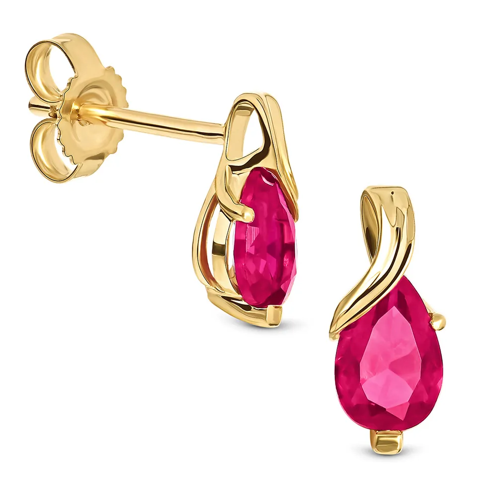 Miore Orecchini Oro Giallo 14Kt Rubino Creato