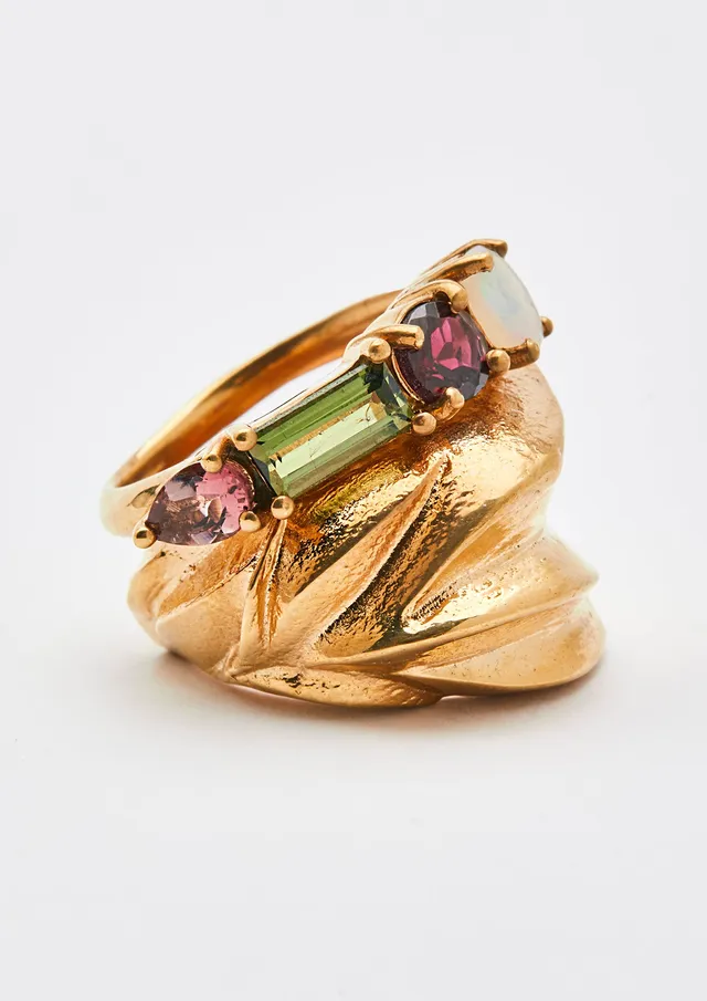 Voodoo Jewels Bold Shapes Vévé anello tormaline opale taglia M
