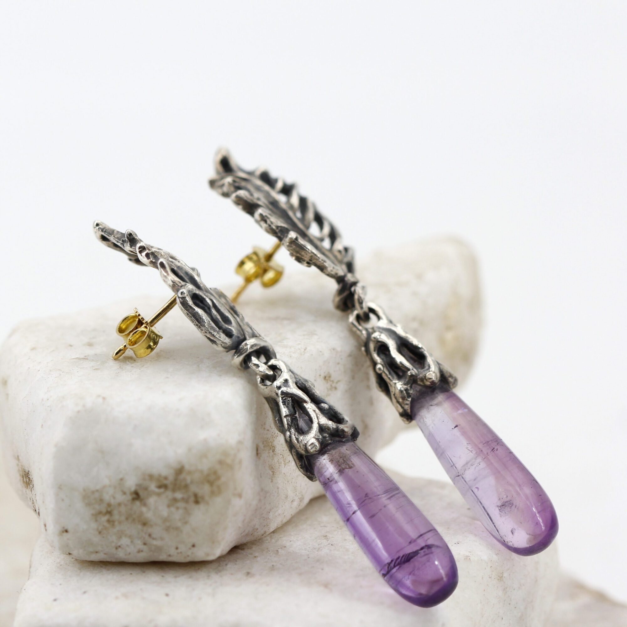 Anna Gioielli Collezione Marte Orecchini argento ametista goccia 60 mm