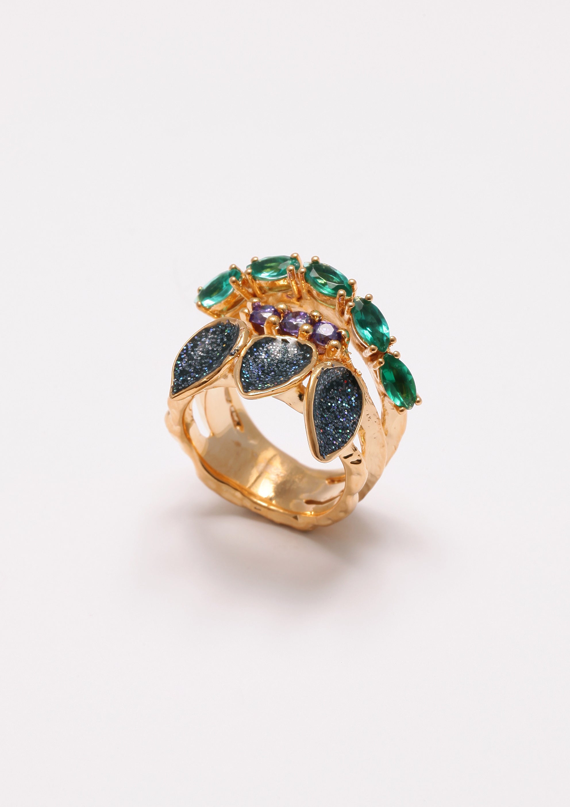 Voodoo Jewels Bold Shapes Kiele anello bronzo dorato pietre marquise