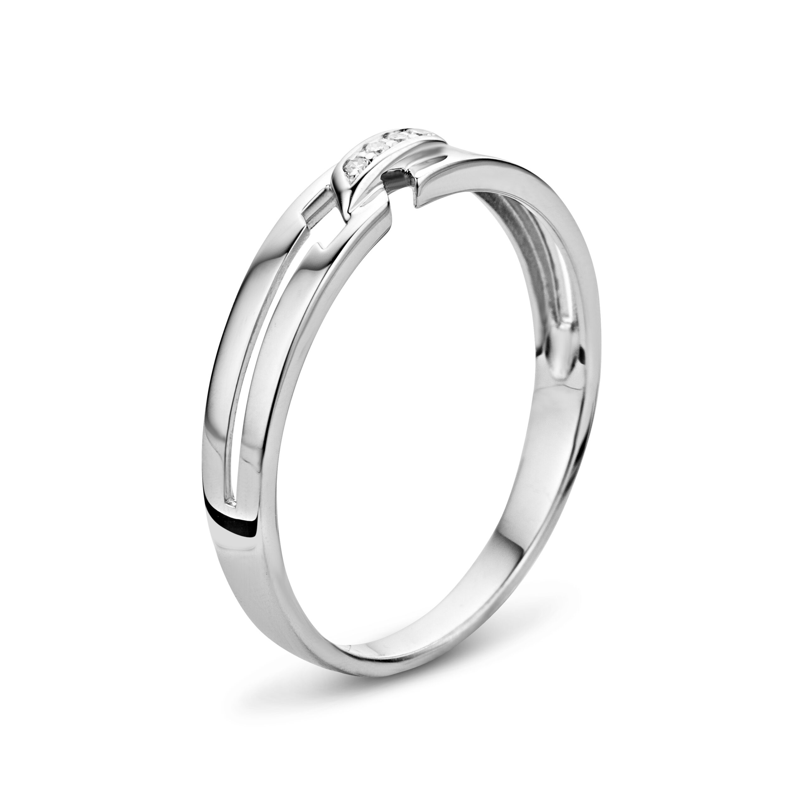 MIORE Ring Anello Oro Bianco 9KT Senza Pietra