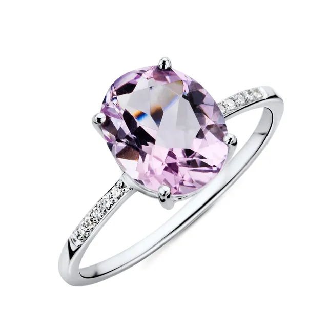 Miore anello oro bianco 9kt ametista rosa