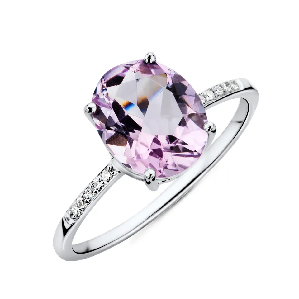 Miore anello oro bianco 9kt ametista rosa