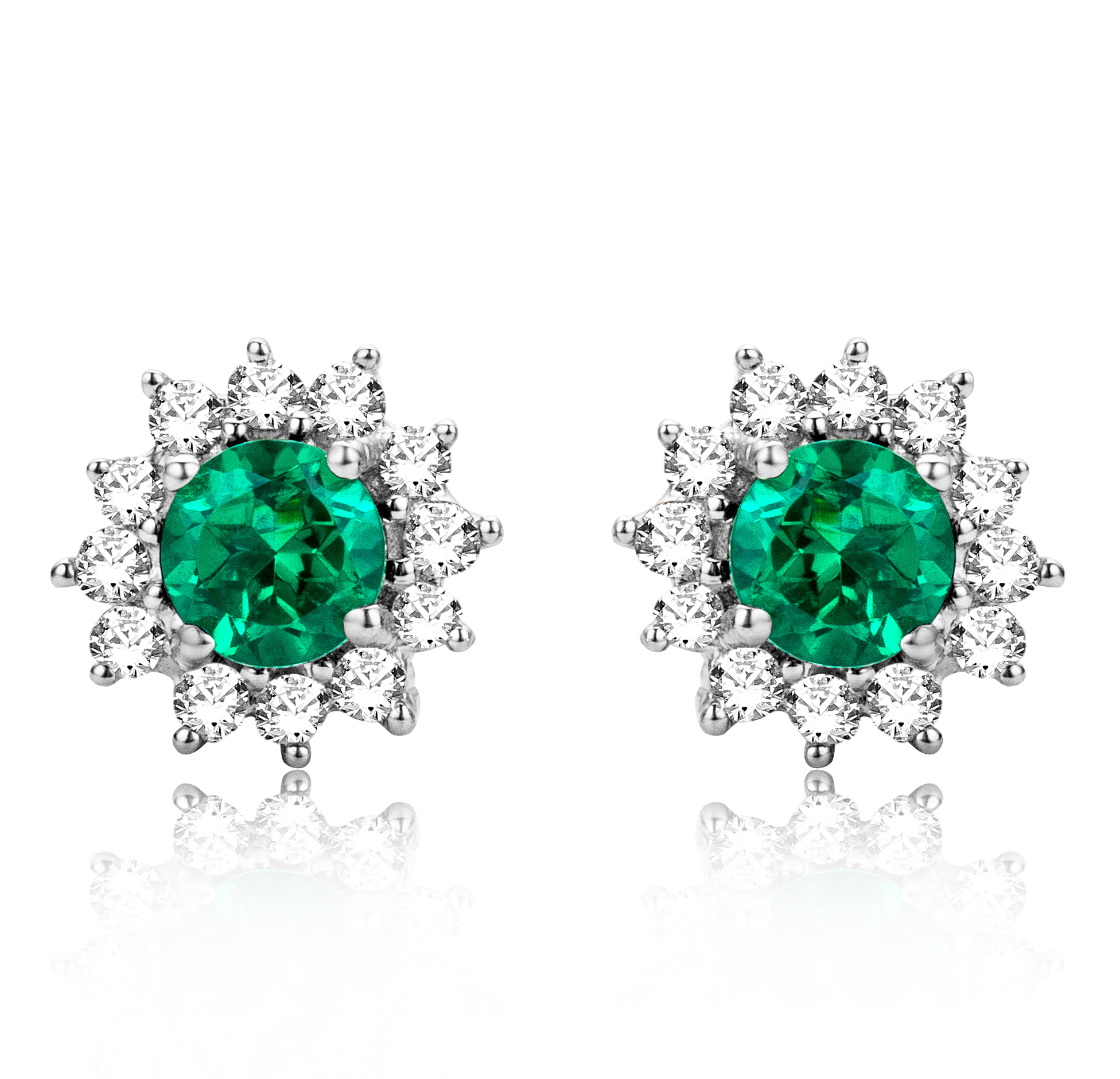 Miore Orecchini Oro Bianco 9Kt Smeraldo Creato