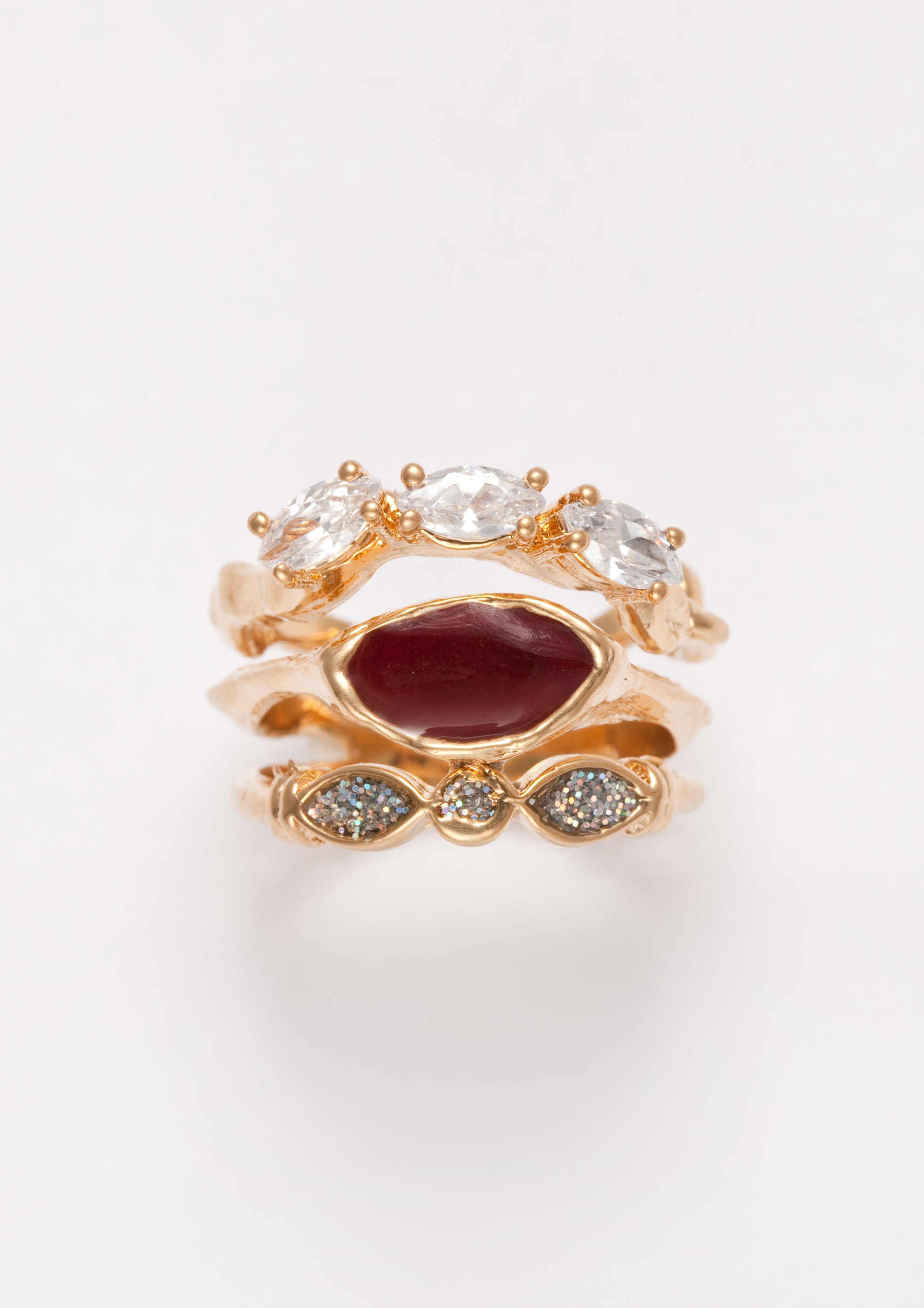 Voodoo Jewels Bold Shapes Clivia anello bronzo oro navette M
