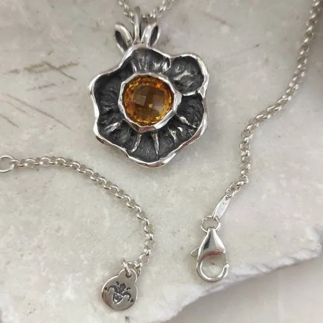 Anna Gioielli Winter Flower pendente argento quarzo citrino