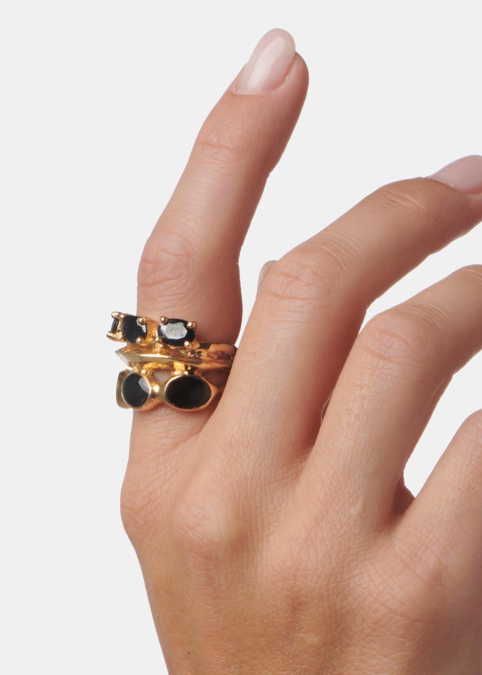Voodoo Jewels Bold Shapes Saledo anello bronzo oro pietre