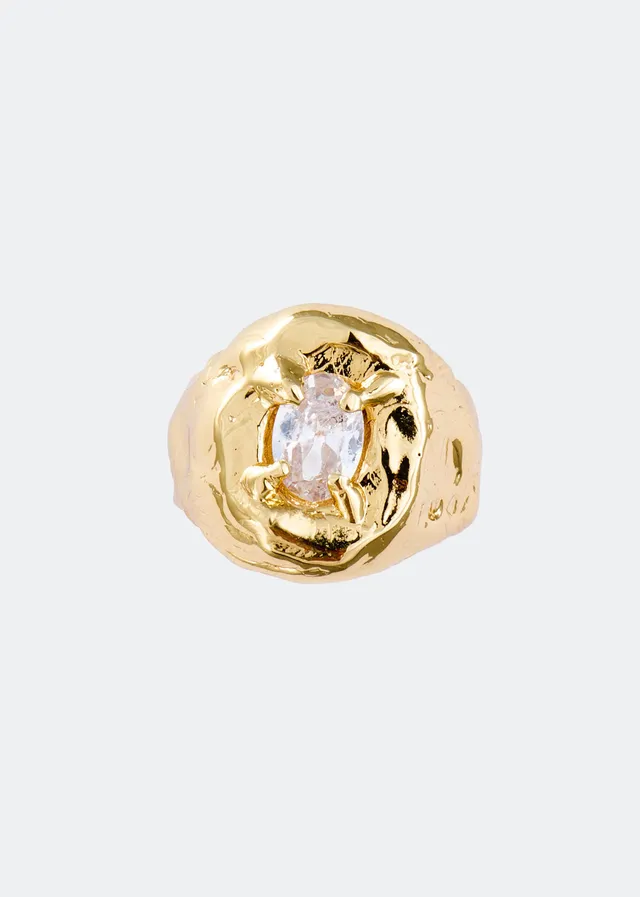 Voodoo Jewels Equinoctium anello sigillo bronzo zircone bianco