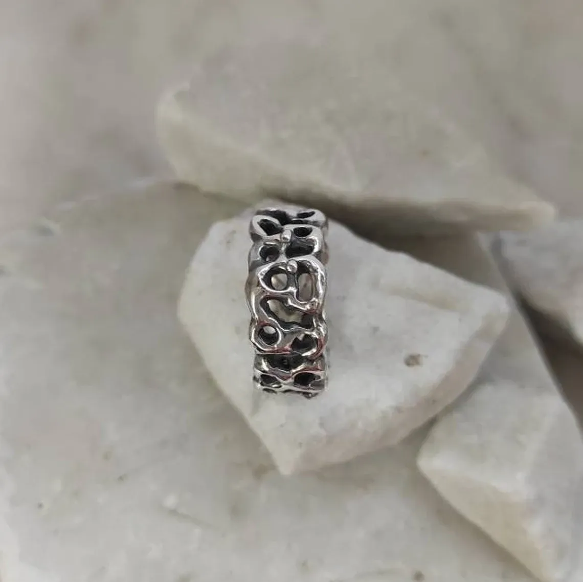 Anna Gioielli Marte Anello fascia argento 925 crateri 8,30 g